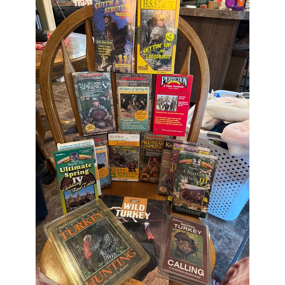 Vintage Turkey Hunting VHS Lot Knight & Hale Realtree H.S. Strut Books 12pc Set